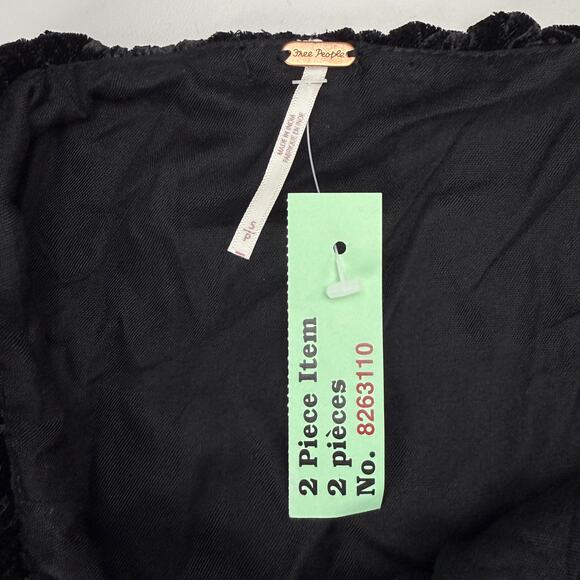 NWT FREE PEOPLE Two Piece Velvet Smocked Skirt And Ruffle Puff Sleeve Top SMALL - Picture 8 of 10